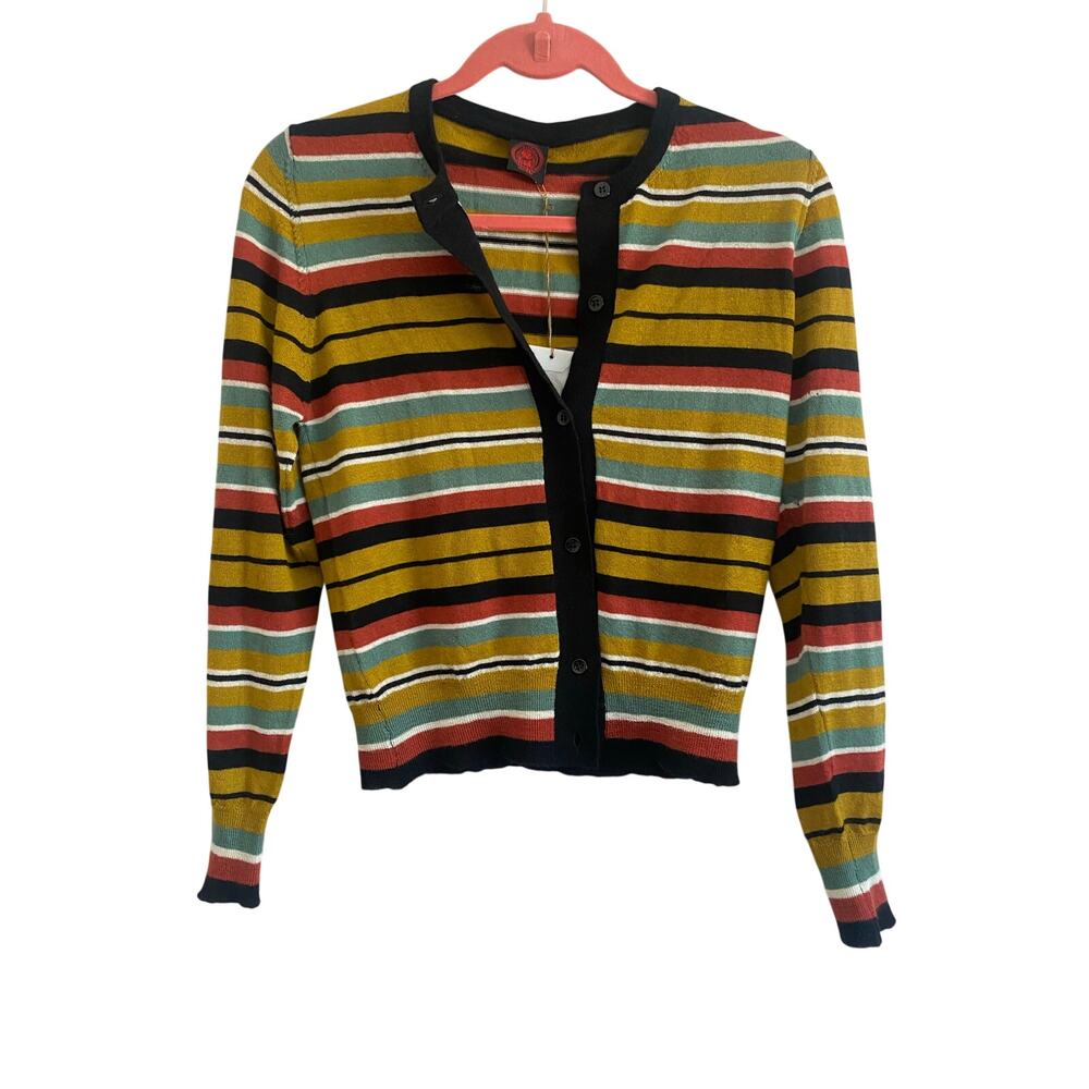 Happy Sheep Cashmere Striped Cardigan size L NWT